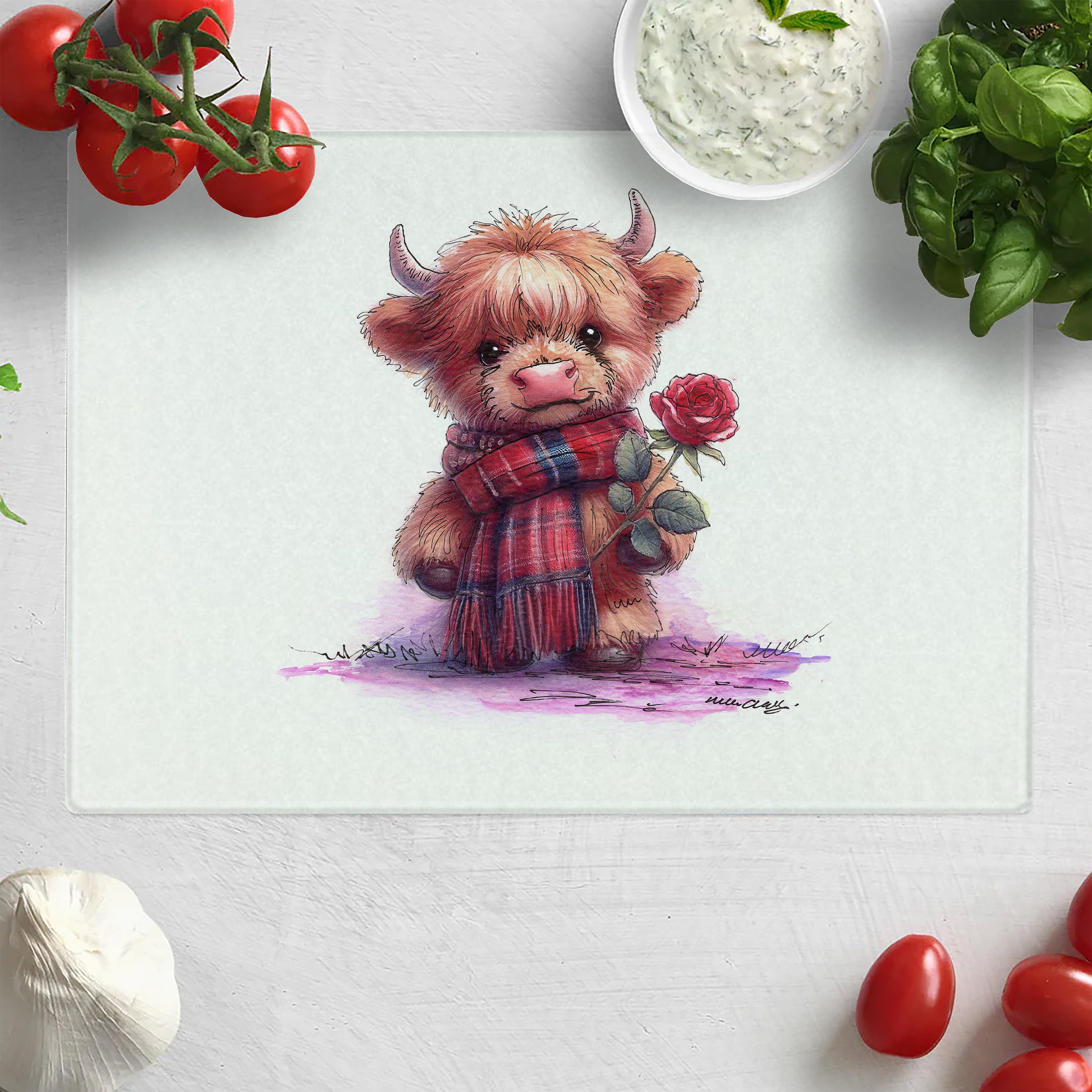 Tartan Rose Chopping Board
