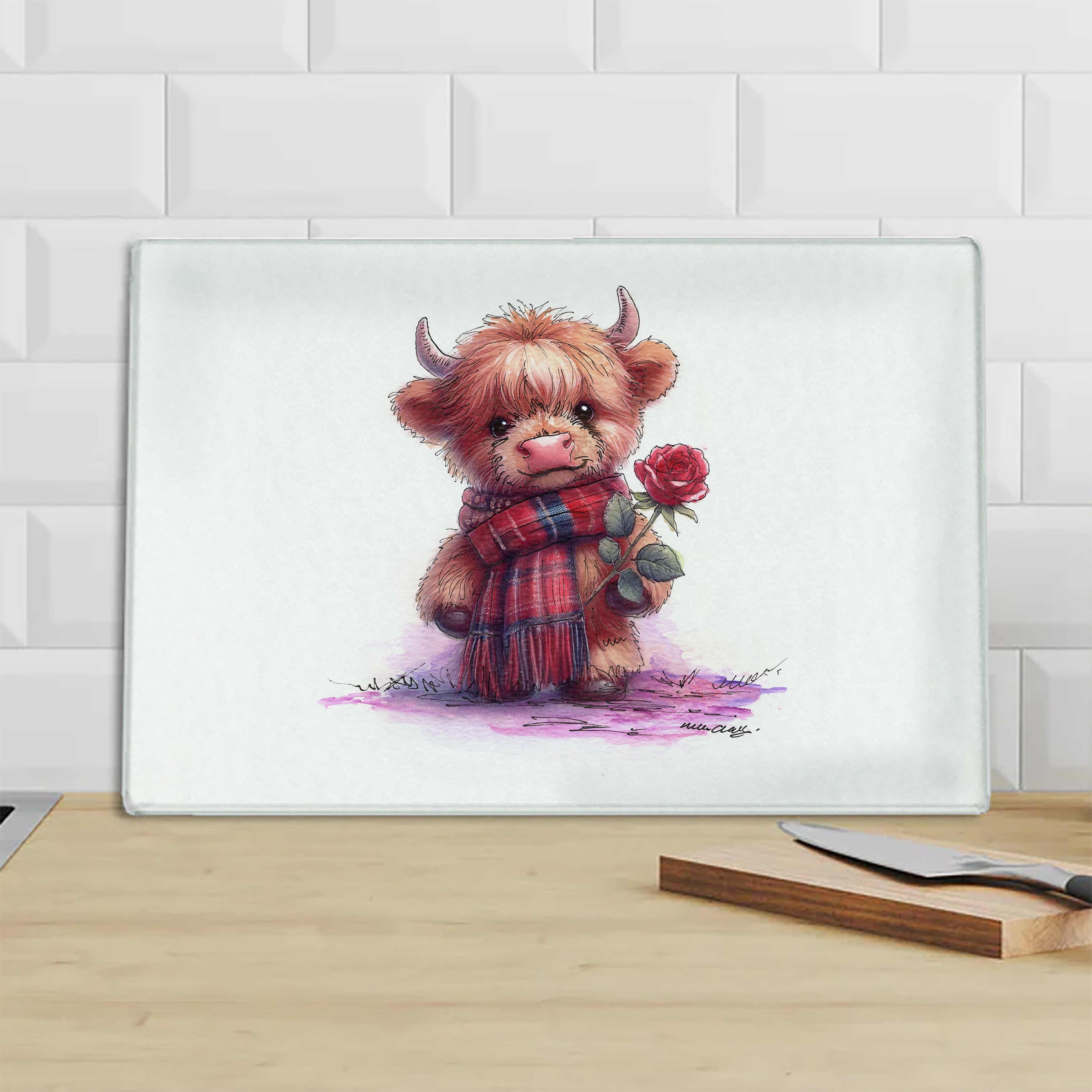 Tartan Rose Chopping Board