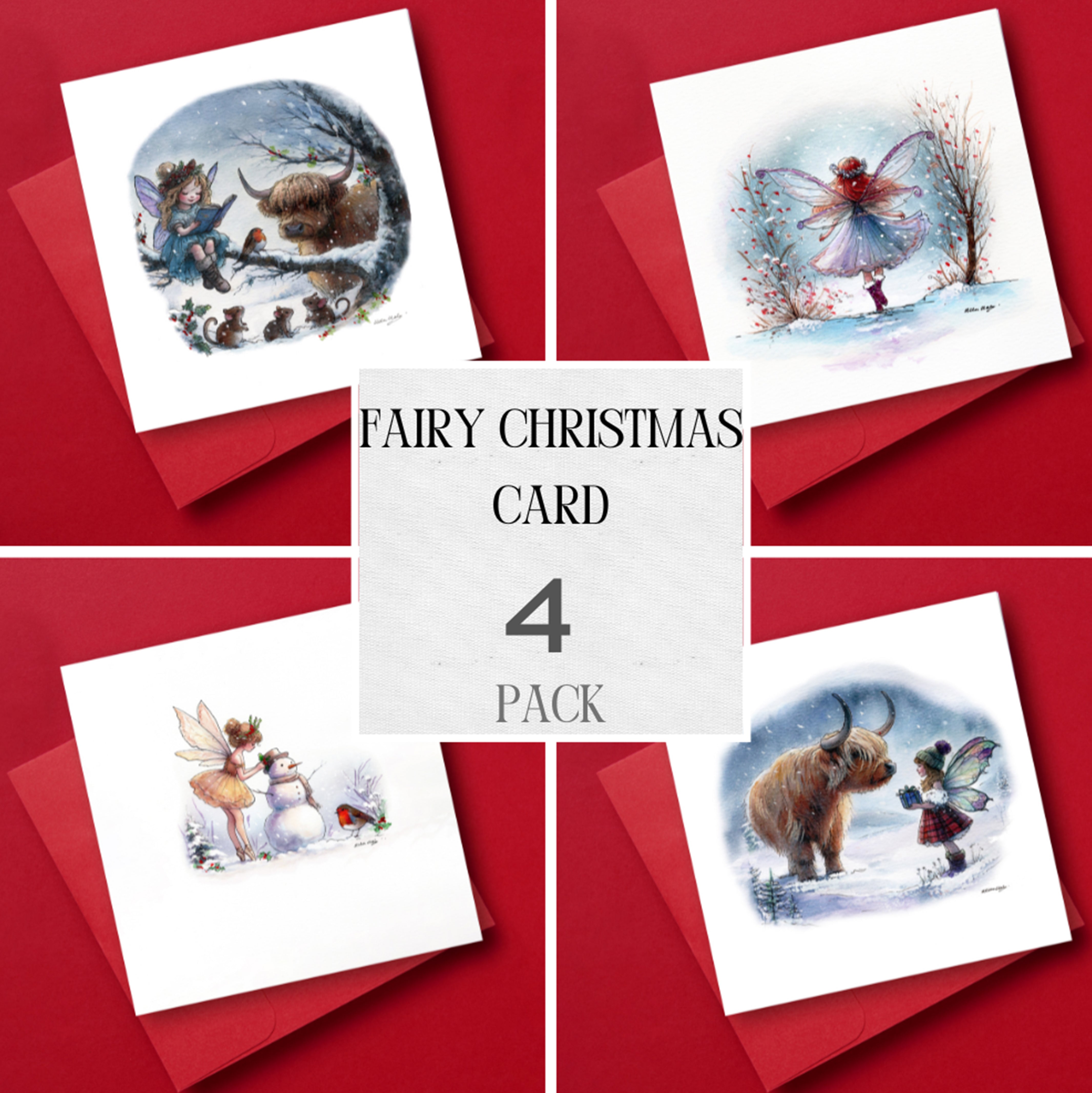Fairy Christmas Card Pack of 4