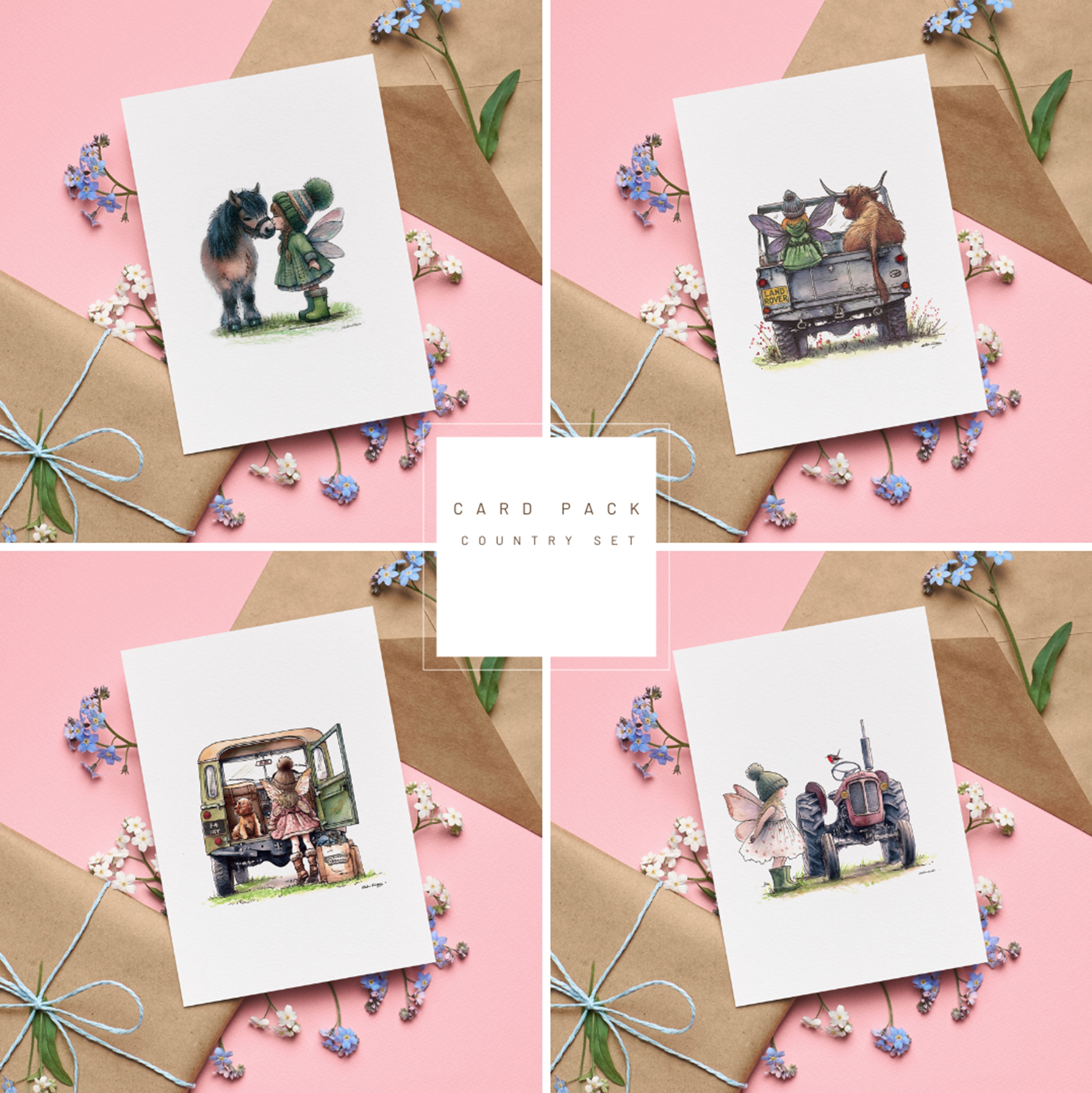 The Country Set Greetings Card Pack of 4