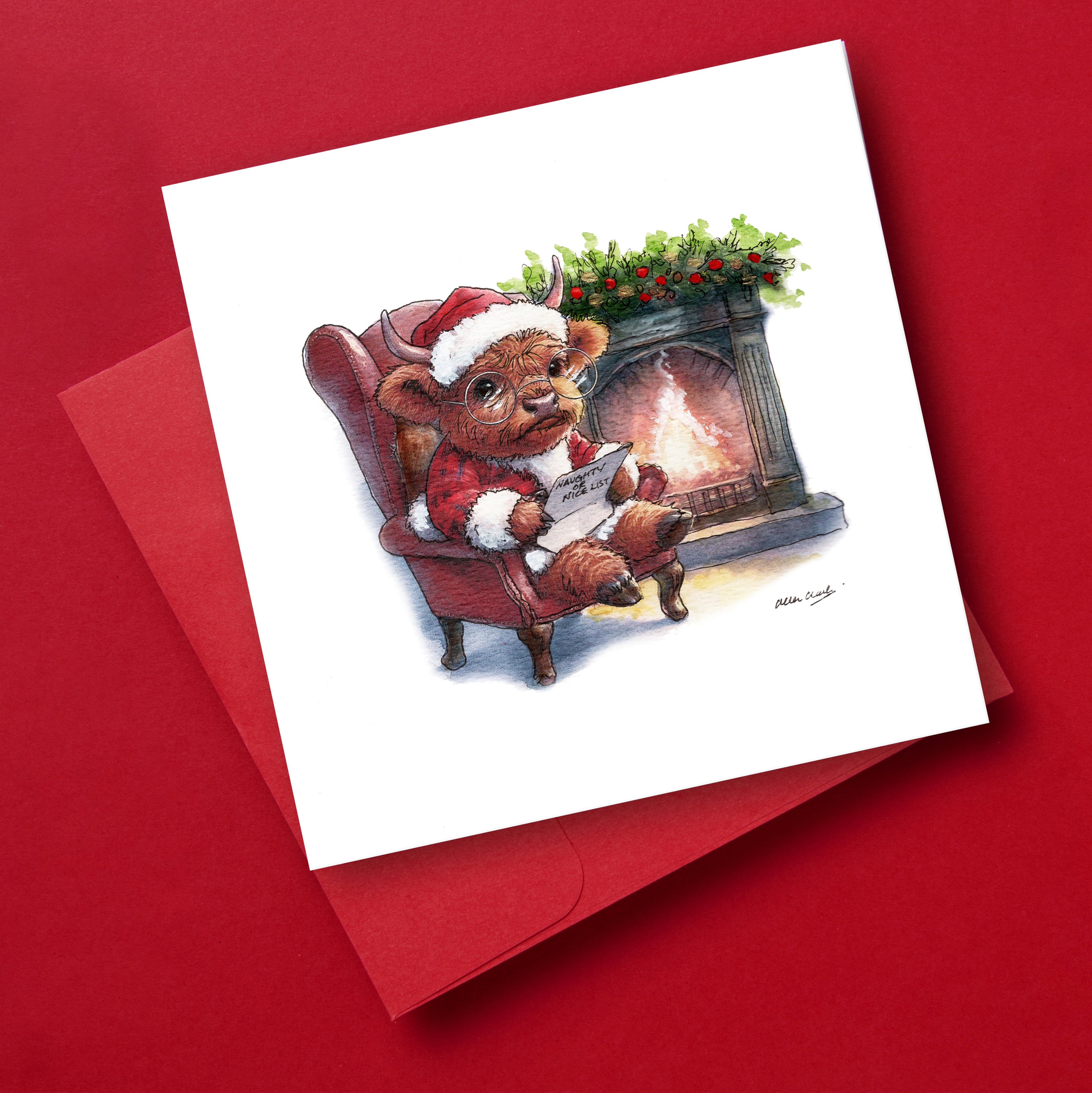 Fireside Santas Christmas Card
