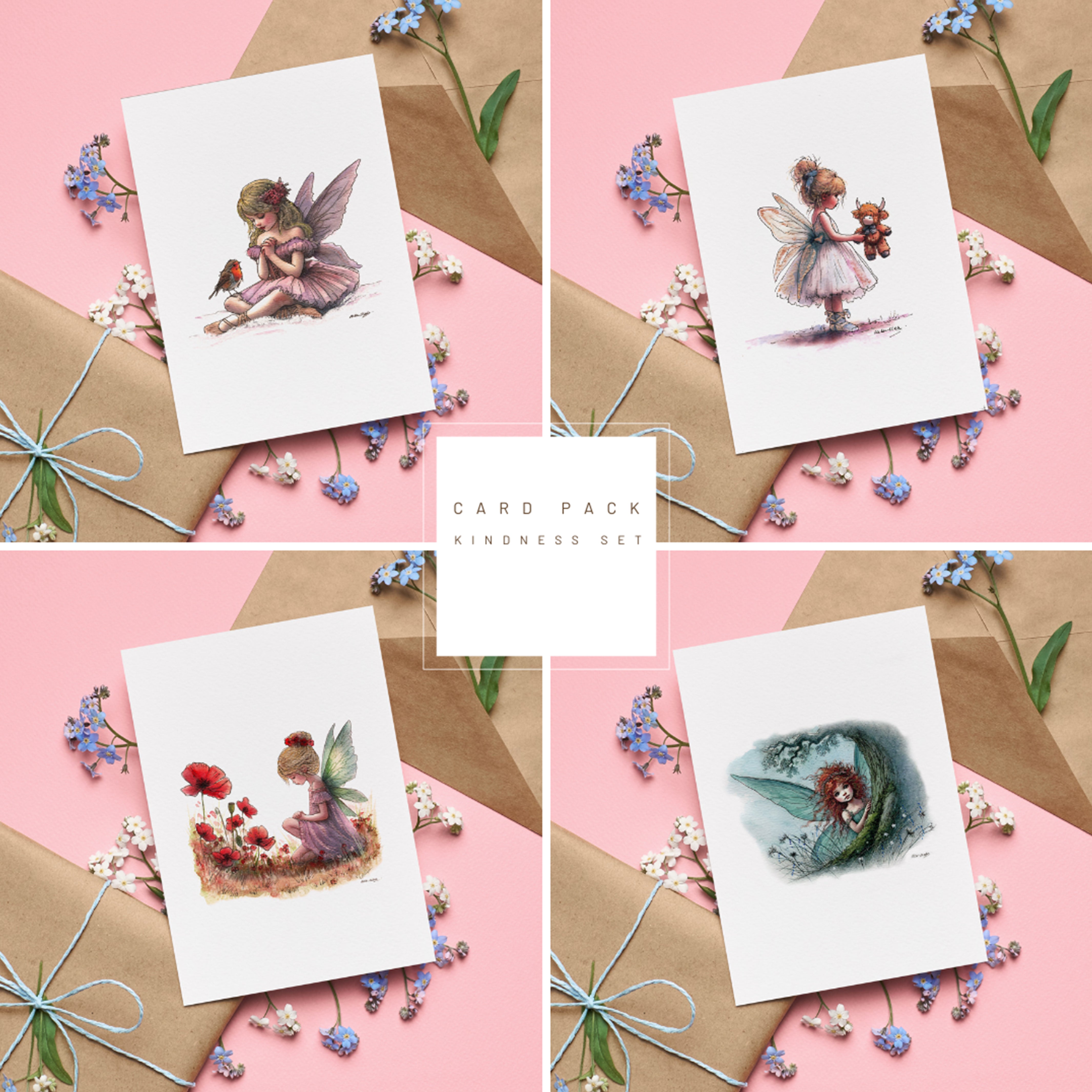 Kind Fairies Greetings Card Pack of 4