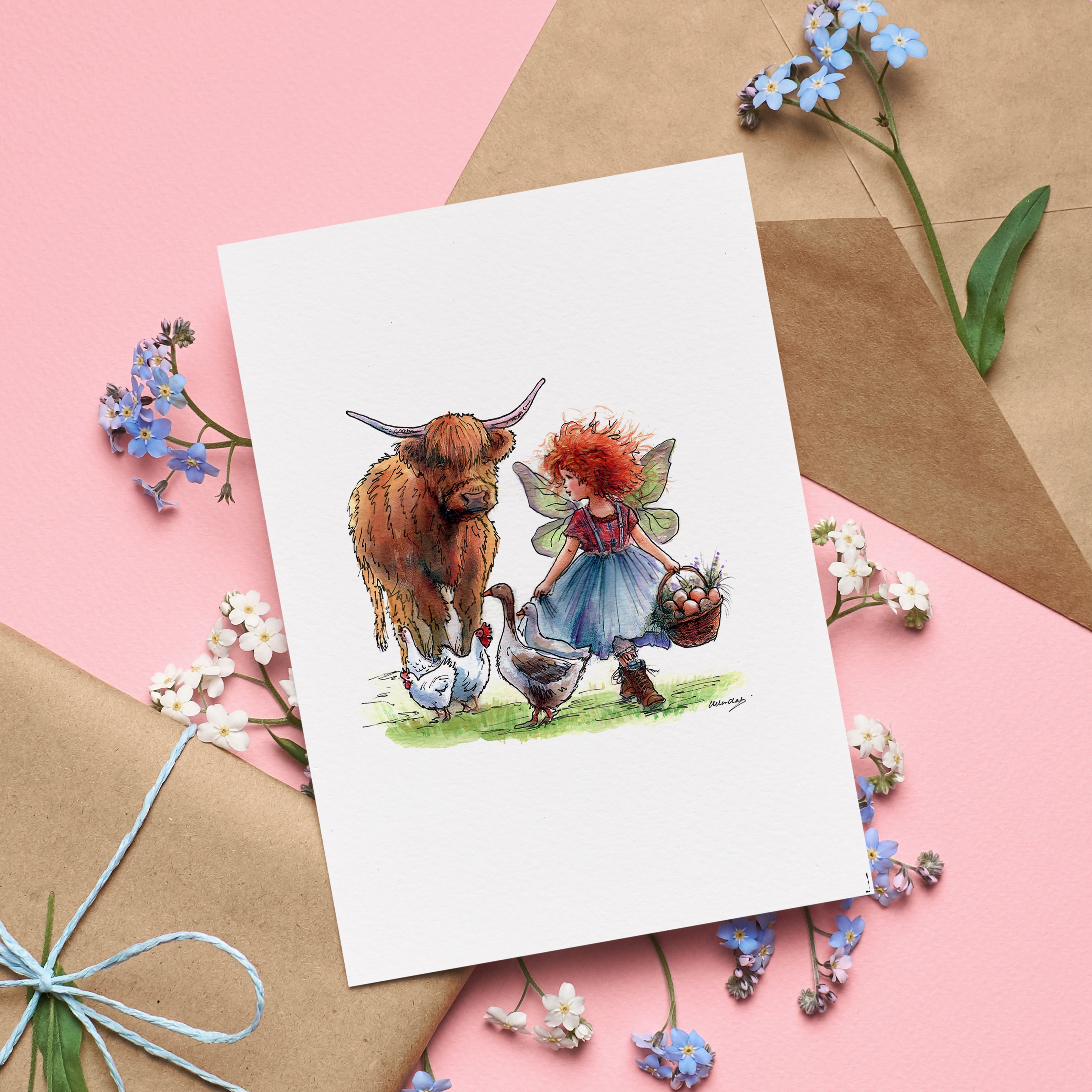 Little Egg Gatherer Greetings Card
