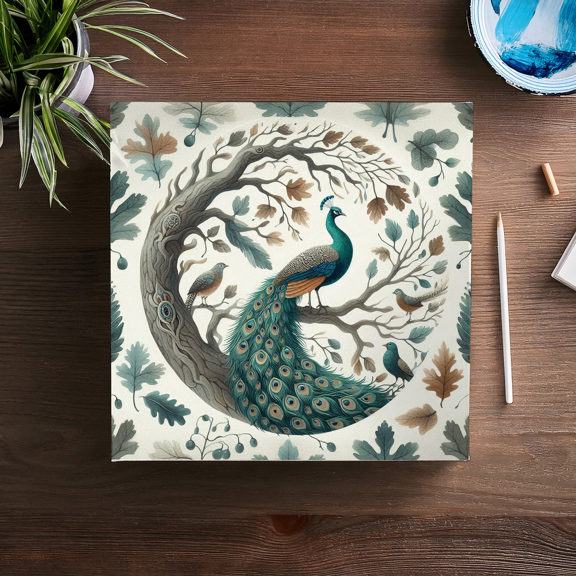 Peacock in Oak Canvas