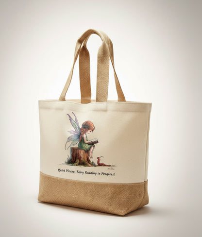 Quiet Please, Fairy Reading in Progress Tote Bag