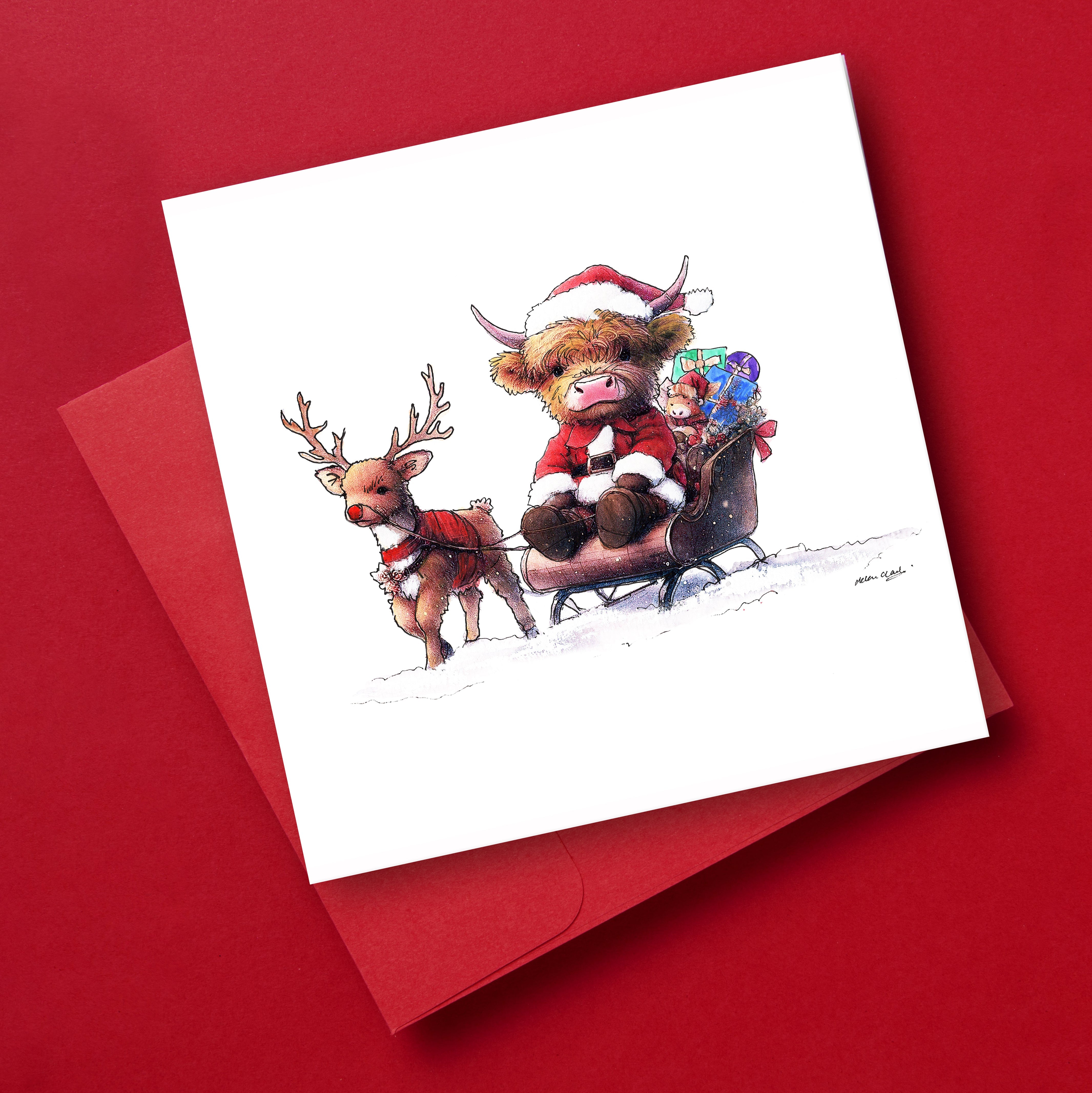Santas Highland Adventure Christmas Card